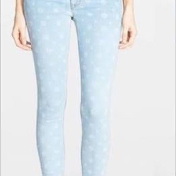 Hudson polkadot print high waist stretch denim skinny light blue jeans size  30 - Picture 1 of 10
